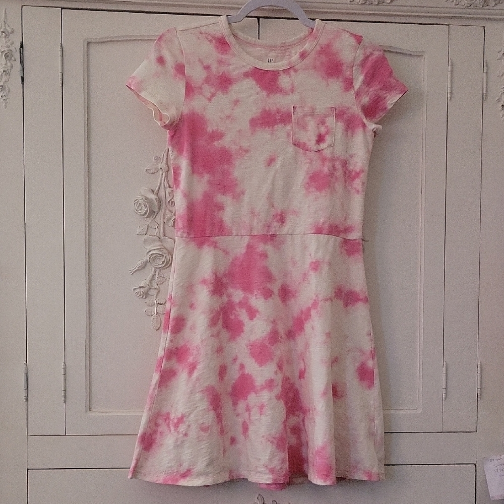 GAP Pink and White Tie-Dye Casual Kids Dress